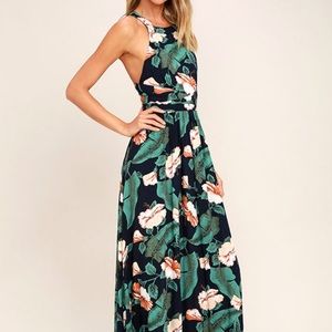Temptation Island Navy Floral Print Maxi Dress